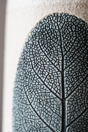 Sage Leaf impression handmade vases by clay beehive ceramics
