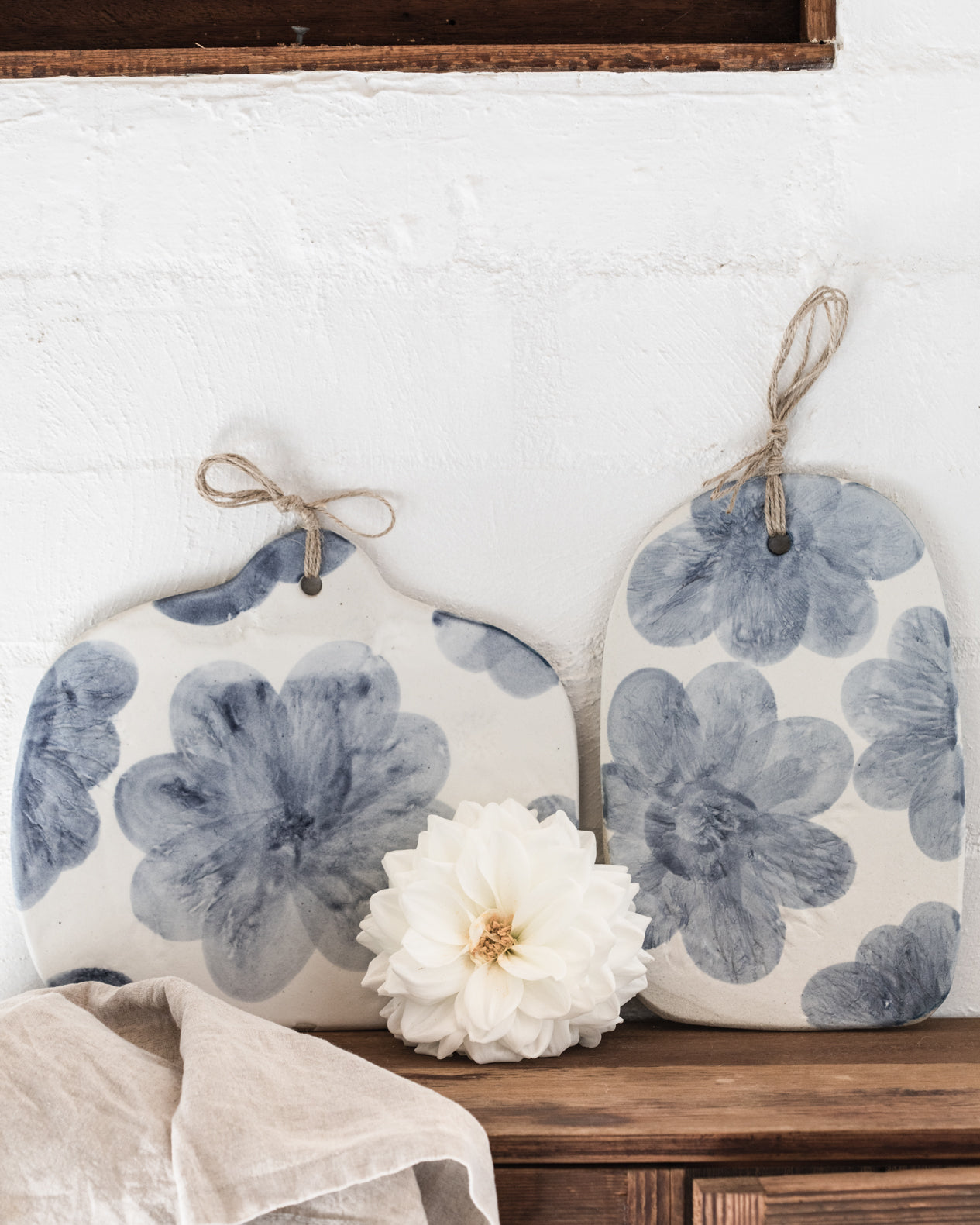 Large Daisy Blue Daisy Flowers Cheeseboards by clay beehive ceramics
