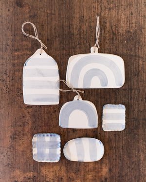 Rustic Blue and White organic shaped cheese boards