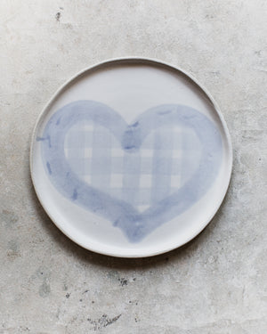 Handmade ceramic dinner/serving plate heart shaped decoration by clay beehive ceramics