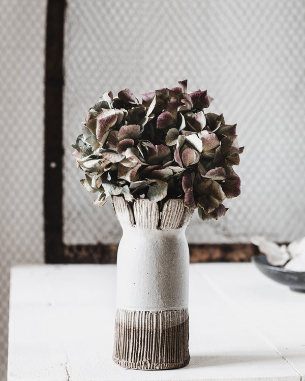 Rustic Large scalloped rim vase - Clay Beehive