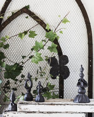Black ceramic decorative finials for the garden and home interior decor handcrafted by clay beehive ceramics
