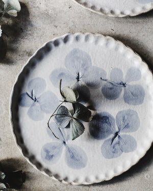 Hydrangea flower imprint plates 17.cm size by clay beehive ceramics