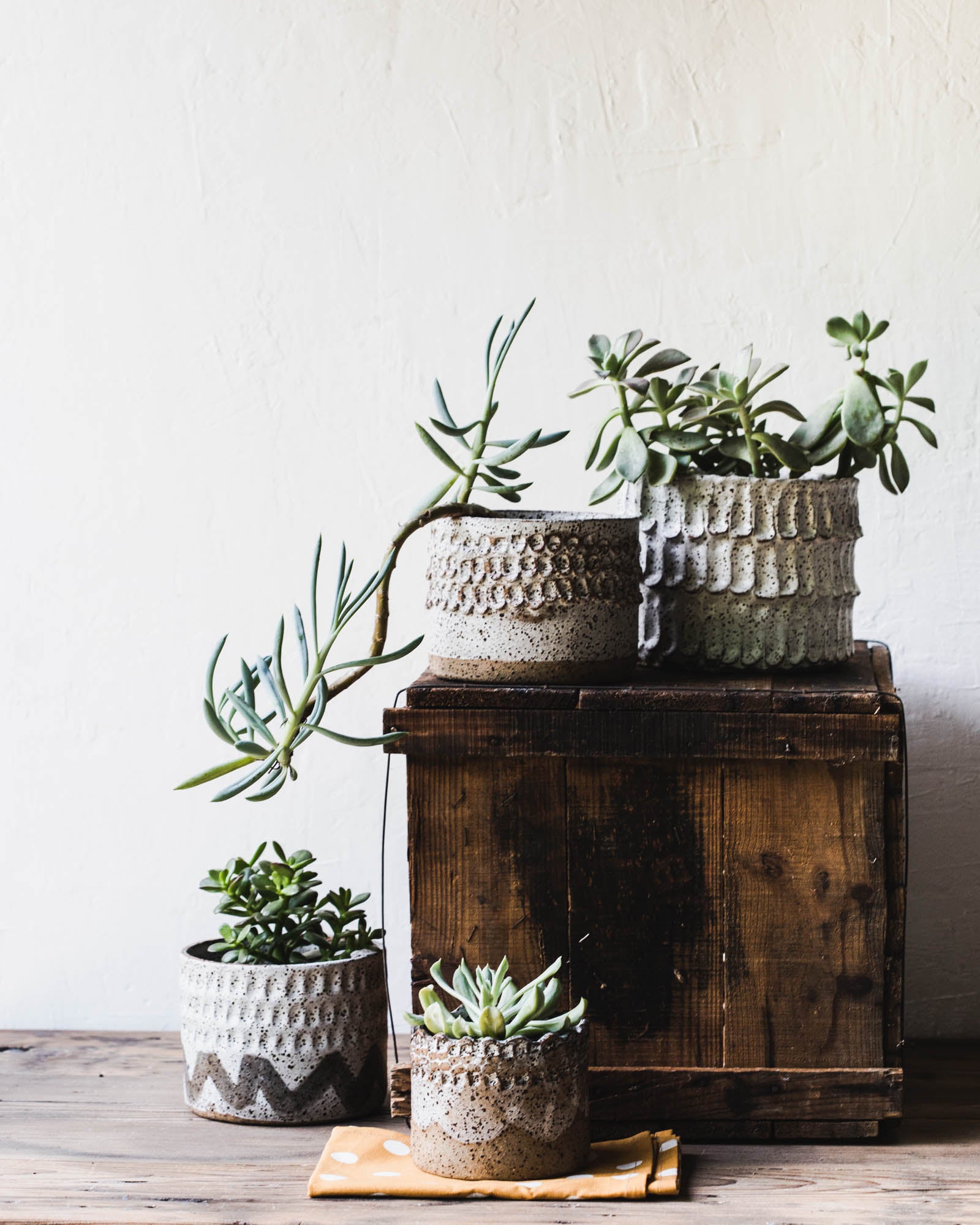 Handmade ceramic rustic speckled planter pots handmade by clay beehive ceramics