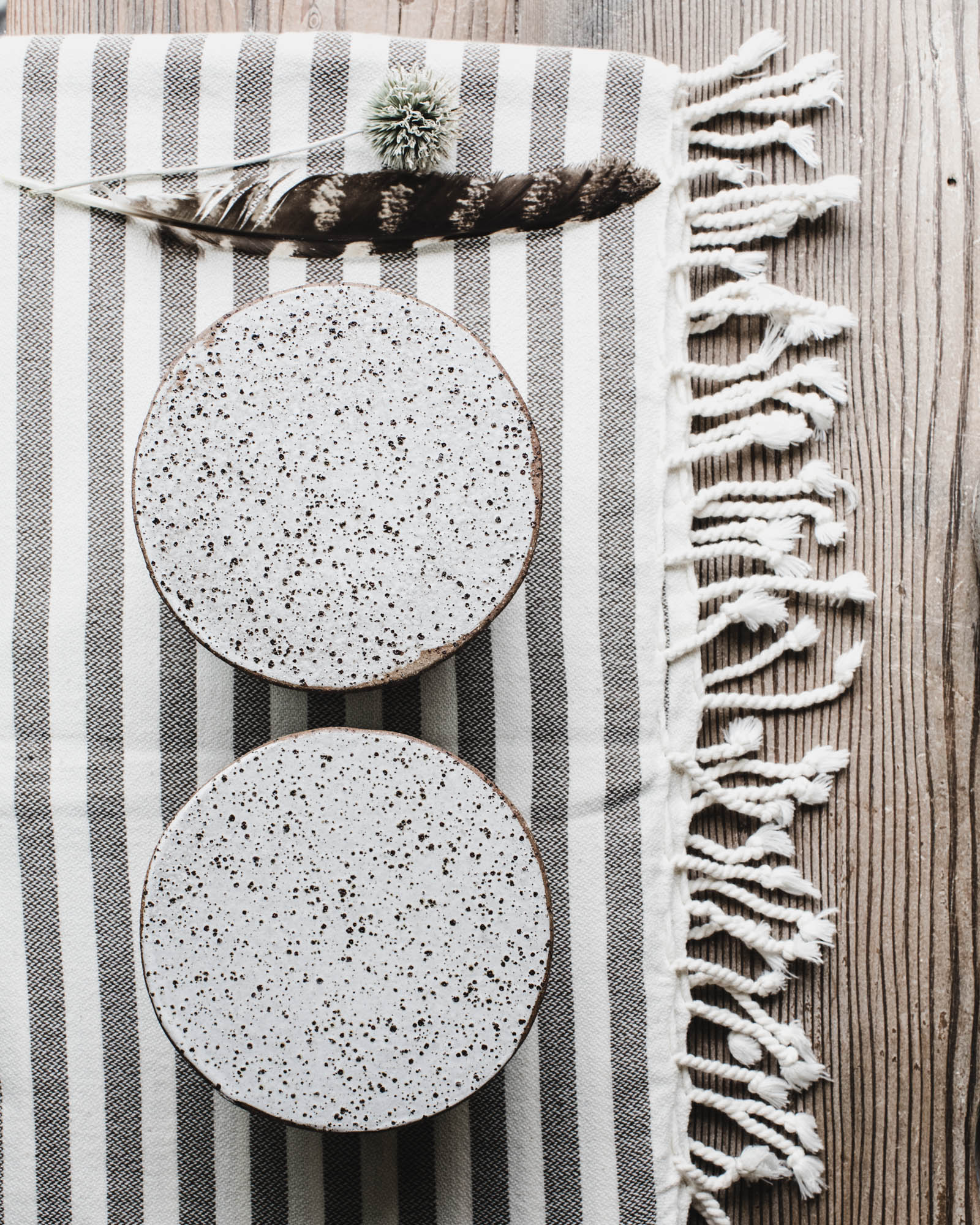 Rustic gritty speckled french style butter keeper bell handmade by clay beehive ceramics