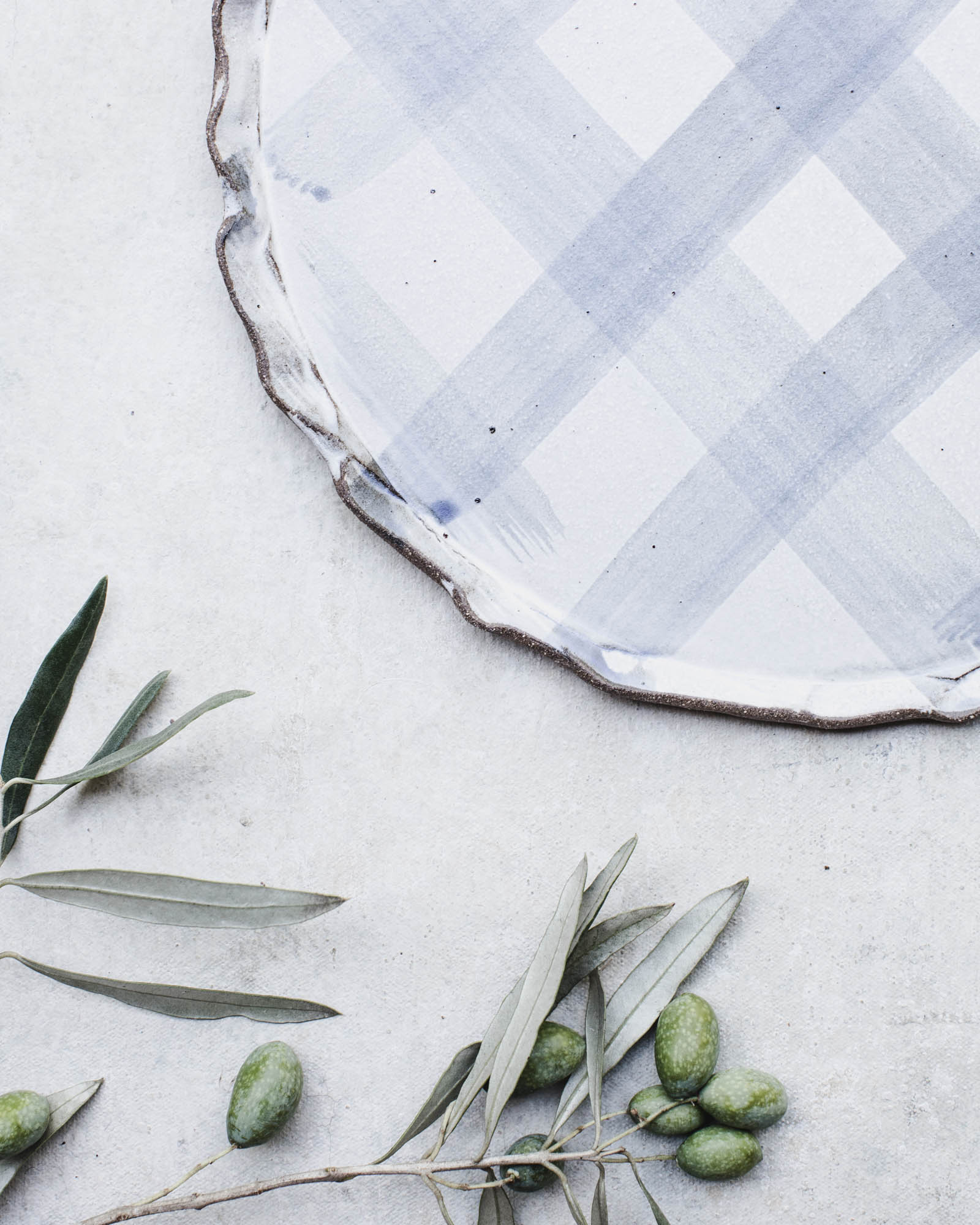 french country style plate with a tartan pattern handmade by clay beehive ceramics