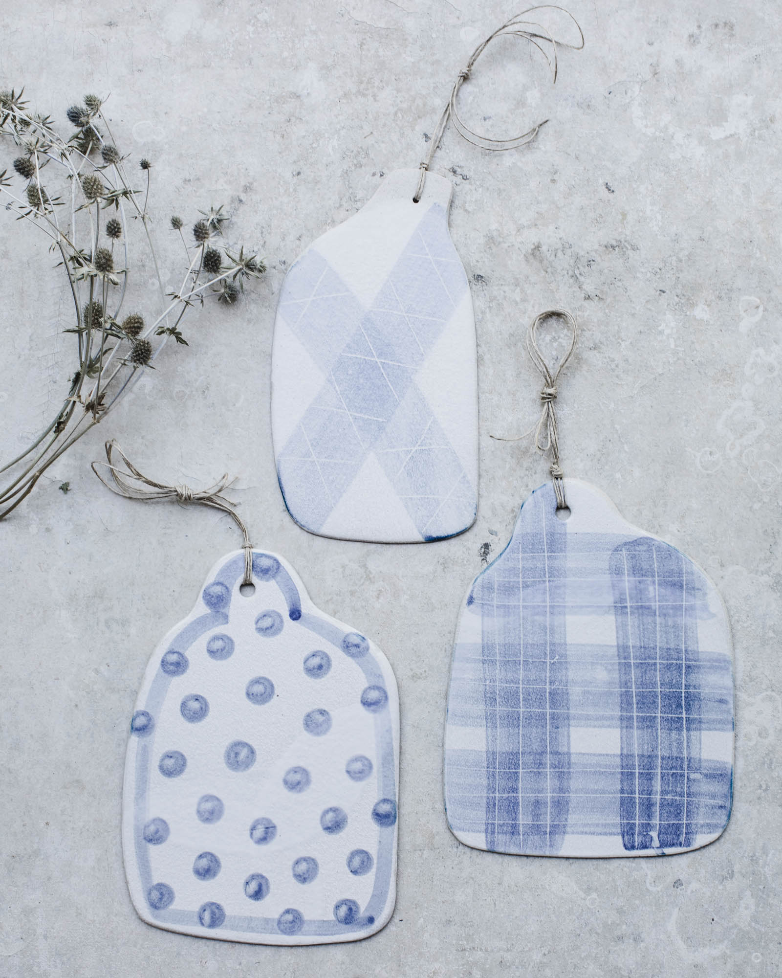 Blue and white rustic cheeseboards handmade by clay beehive ceramic