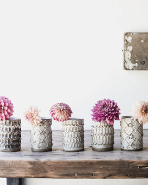 rustic textured vases in white matte finish perfect size for holding posies of handpicked flowers by clay beehive ceramics