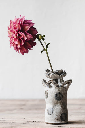 Rustic ceramic flower bud vase with polka dots by Clay Beehive