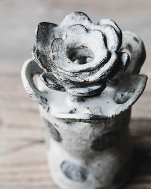 Rustic ceramic flower bud vase with polka dots by Clay Beehive