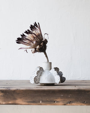 Beautiful sculptural vase with spotted wings by clay beehive ceramics
