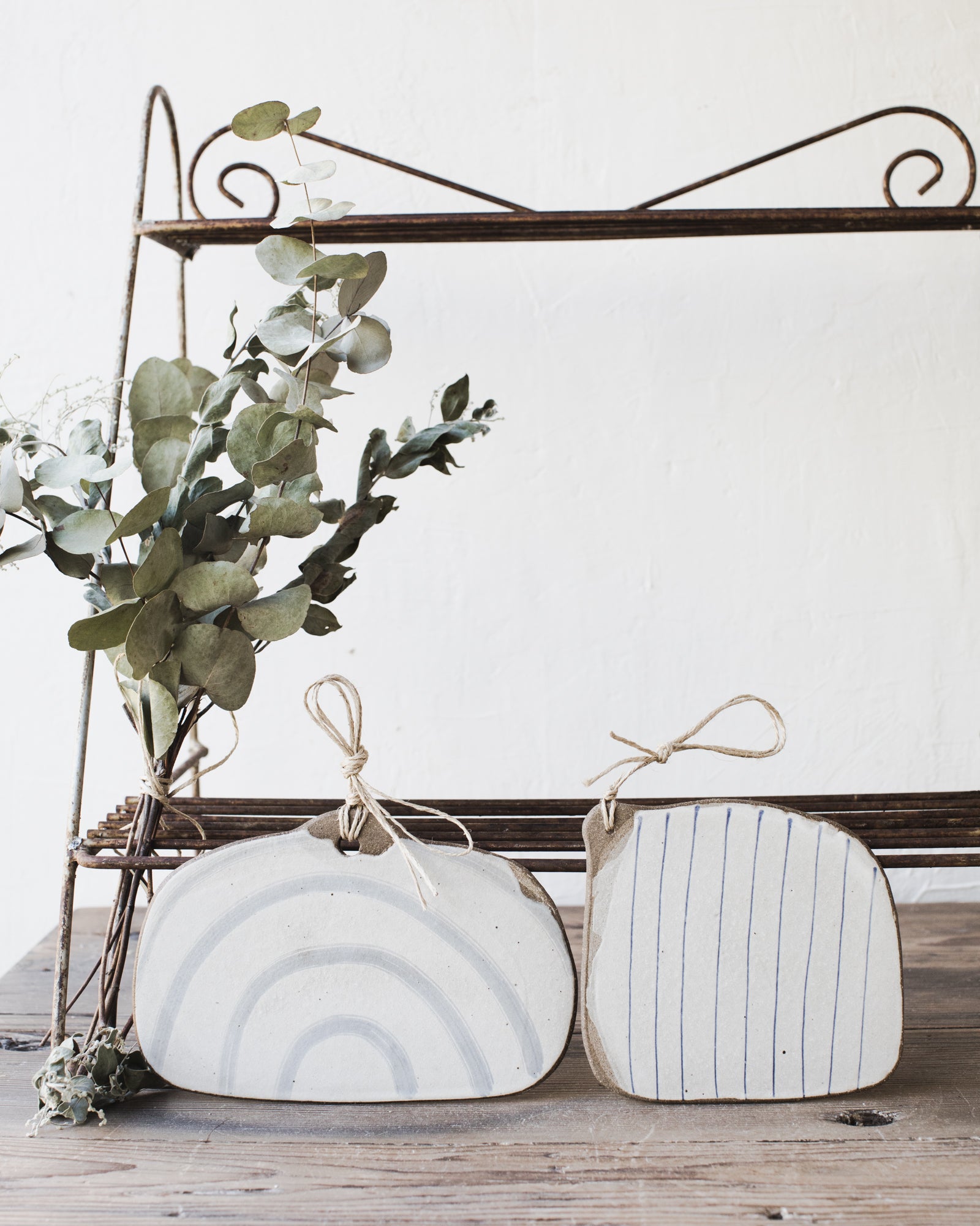 Dark stoneware rustic blue and white cheeseboards by clay beehive ceramics