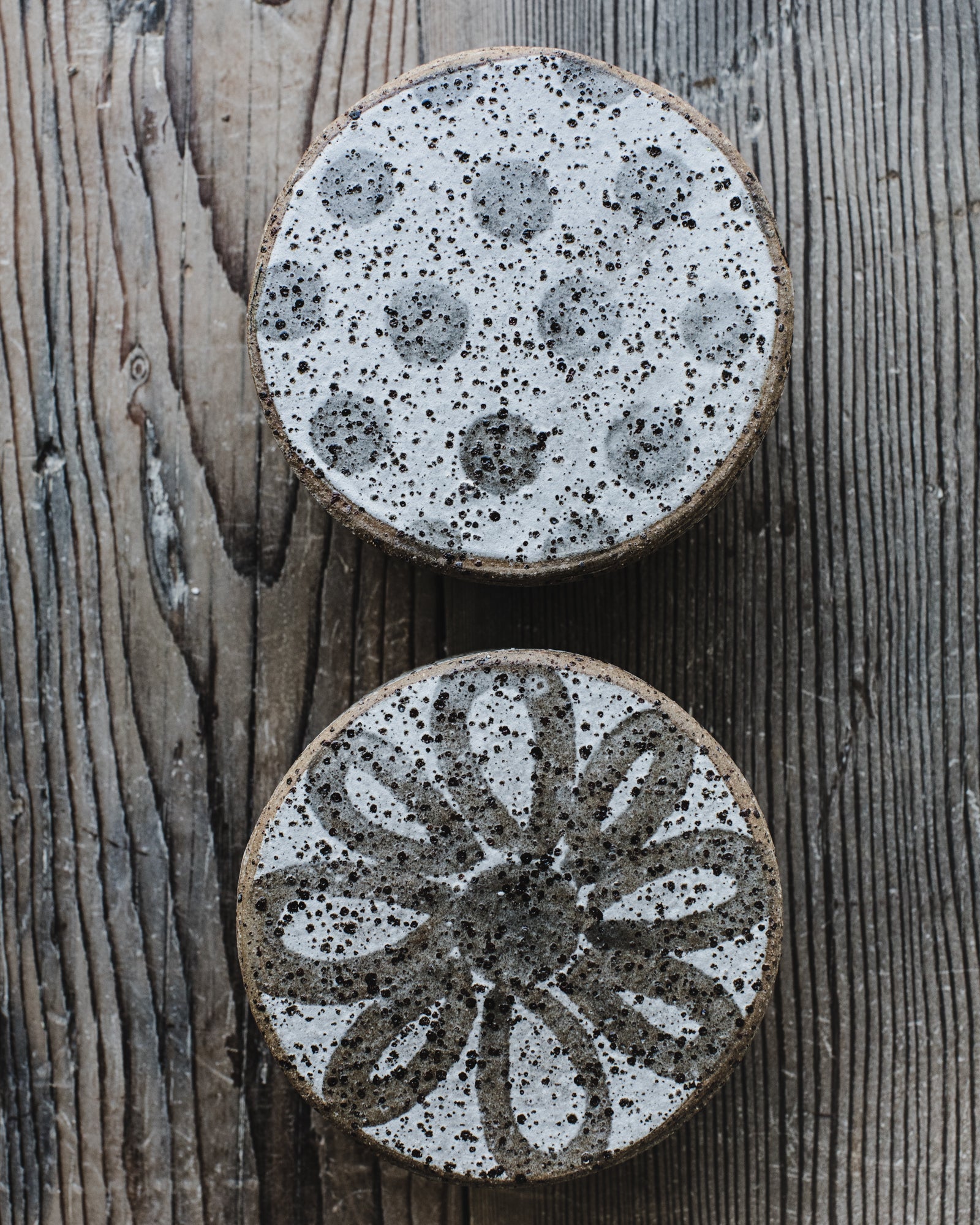 Rustic speckled patterned french style butter bell dish by clay beehive ceramics