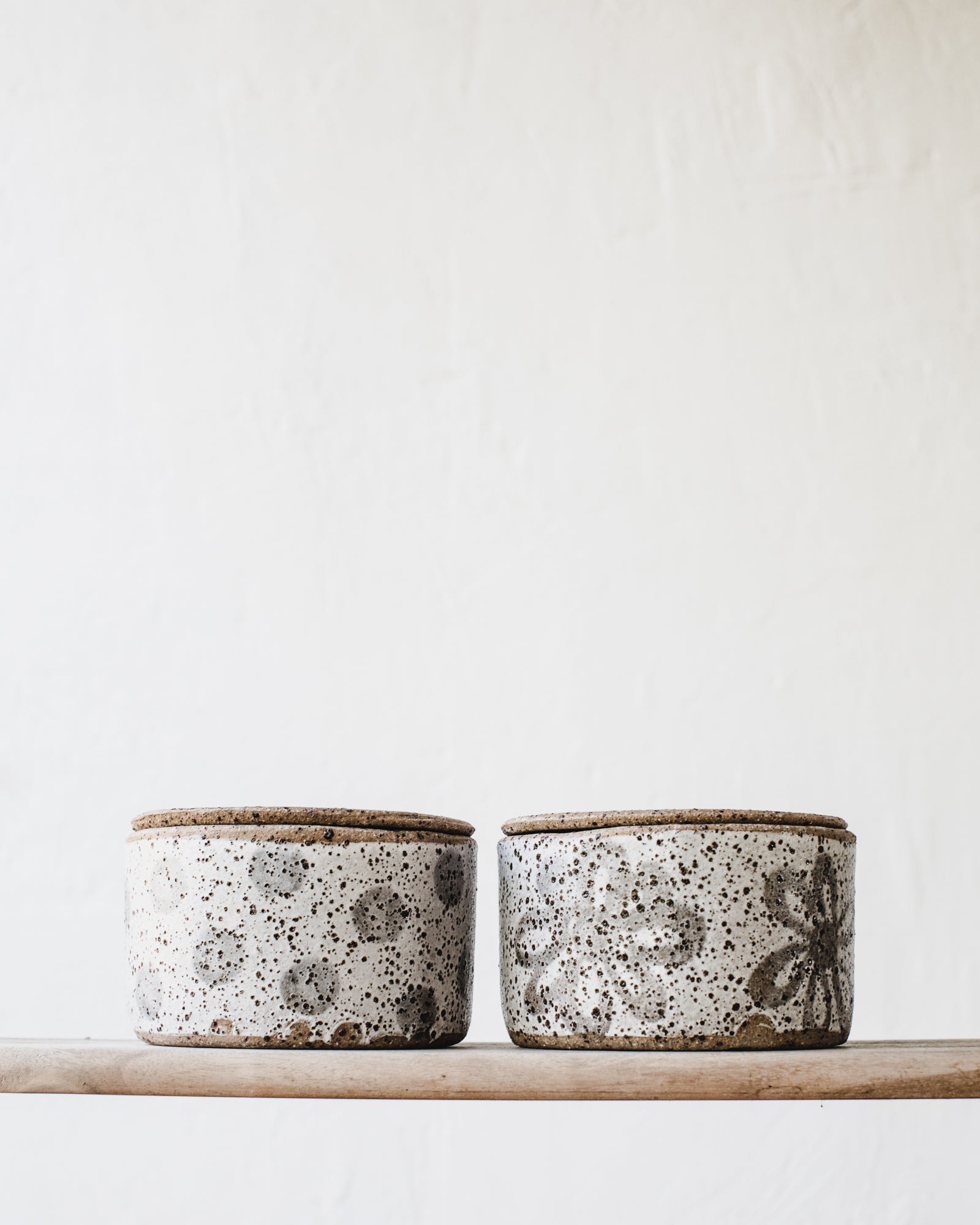 Rustic speckled patterned french style butter bell dish by clay beehive ceramics