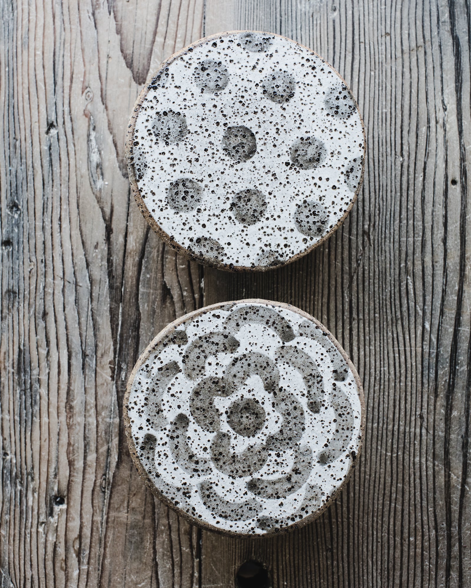 Rustic speckled patterned french style butter bell dish by clay beehive ceramics