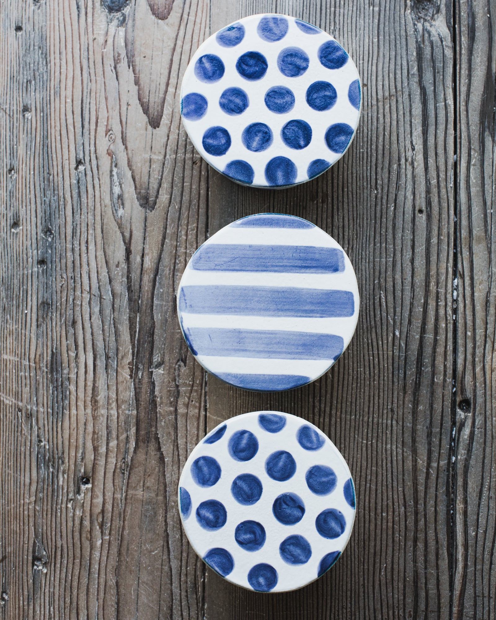Blue and white French butter bell dish handmade by clay beehive ceramics