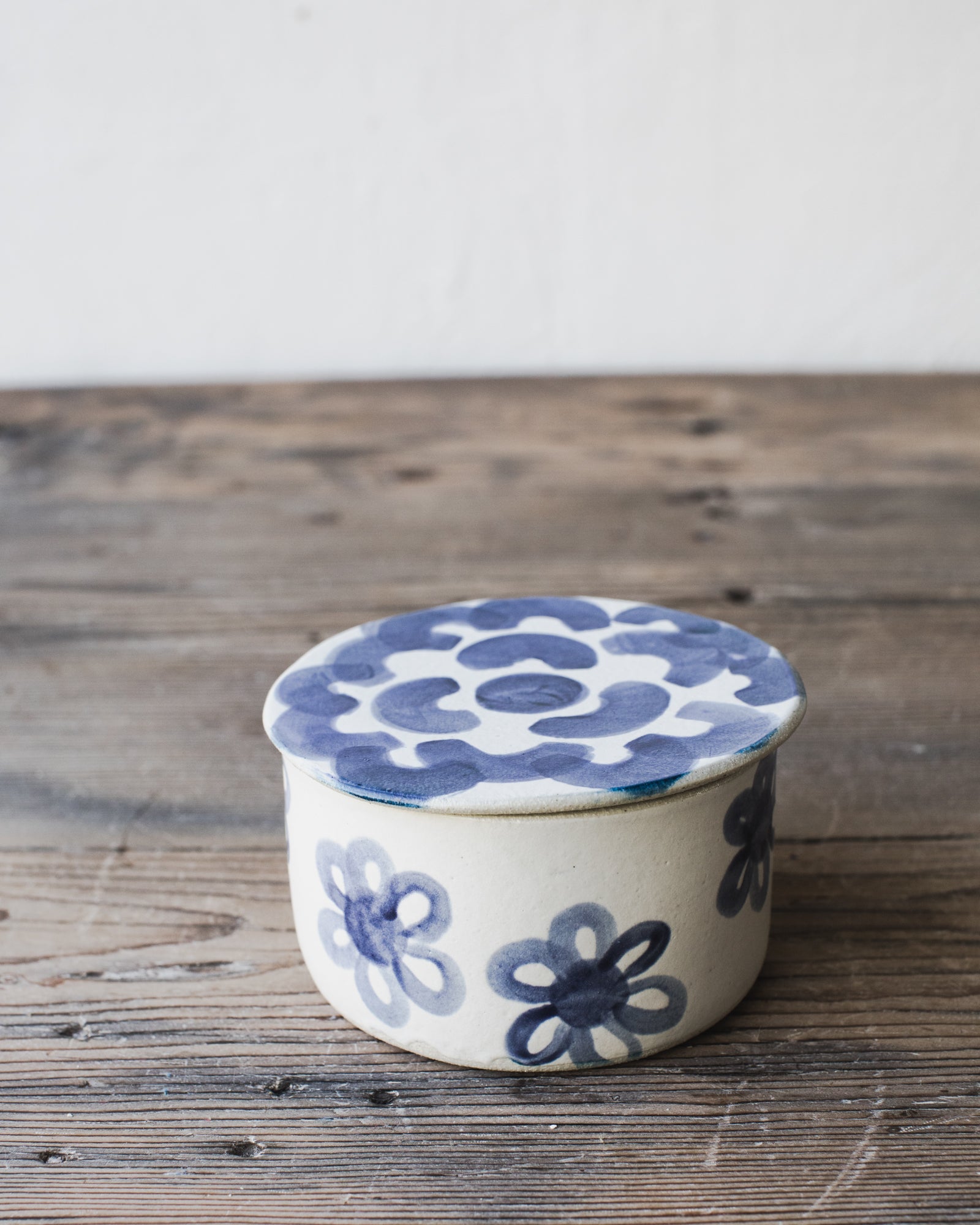 Blue and white flowers French style butter bell by clay beehive ceramics
