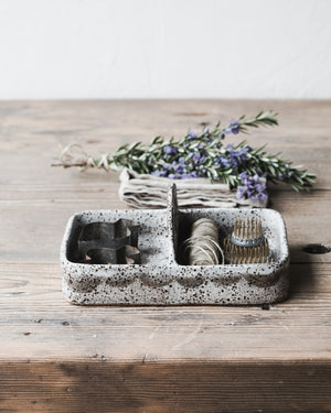 Rustic speckled Boxes/Trays with handles and compartments