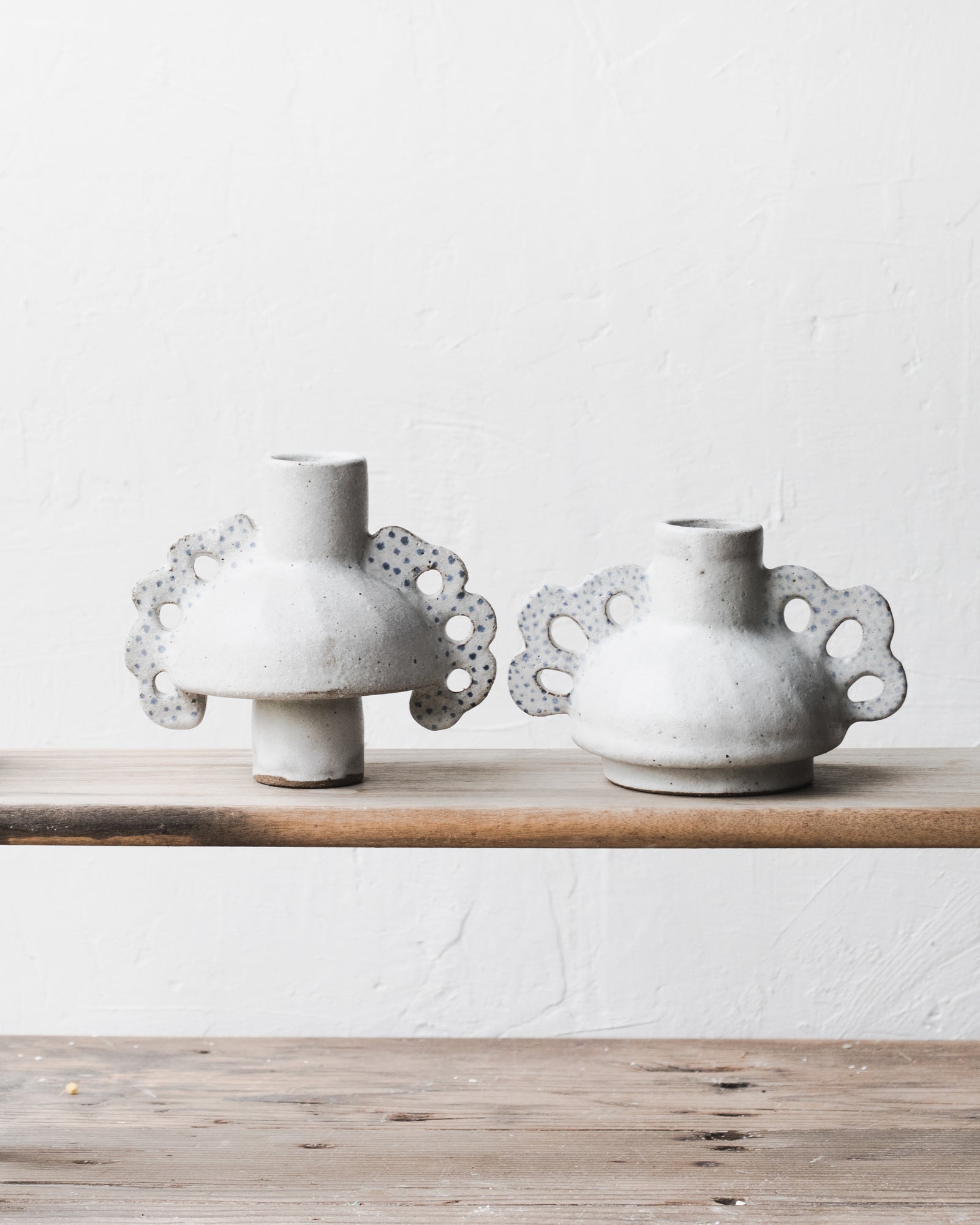 Spotty winged sculptural pod bud vases