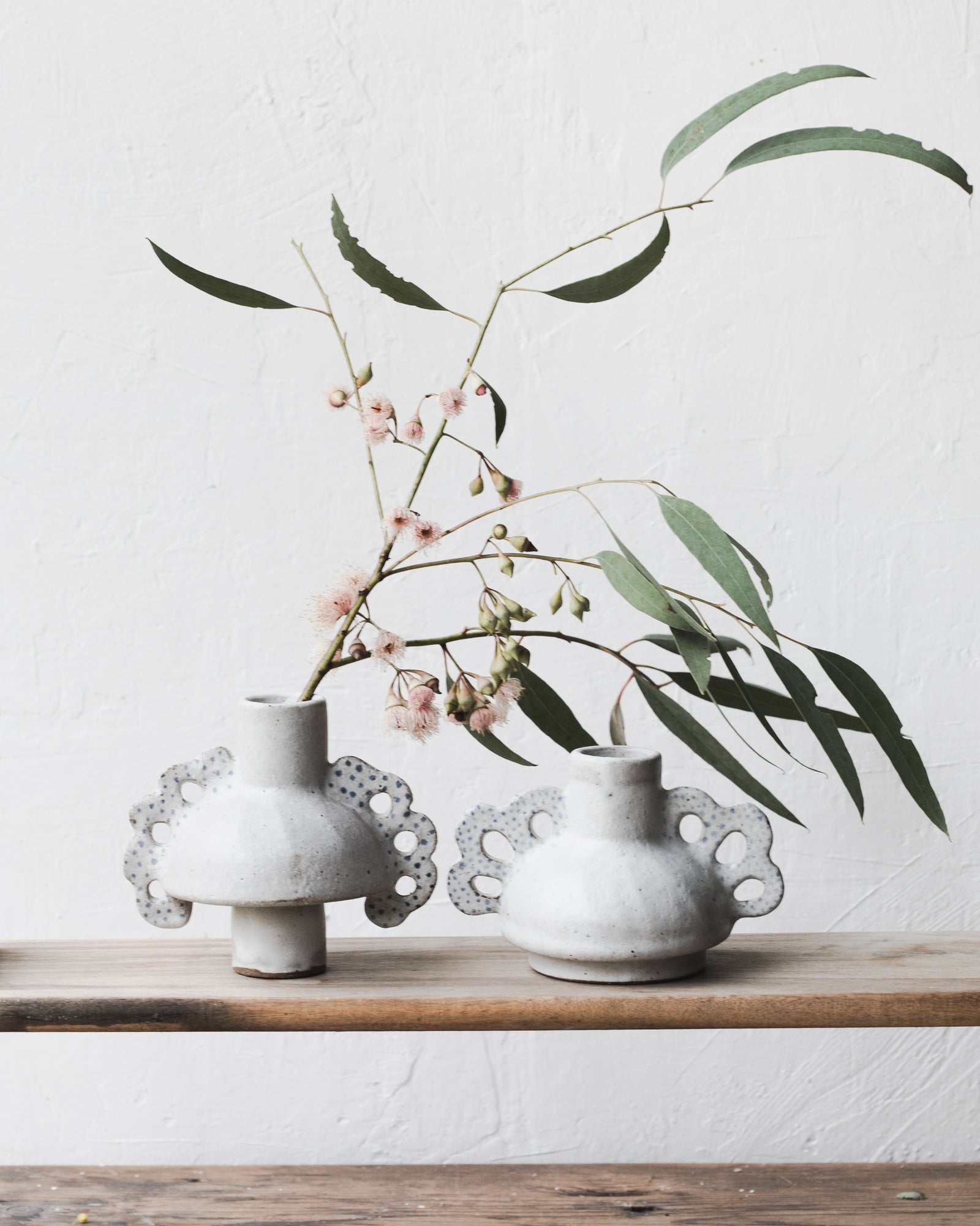 Spotty winged sculptural pod bud vases