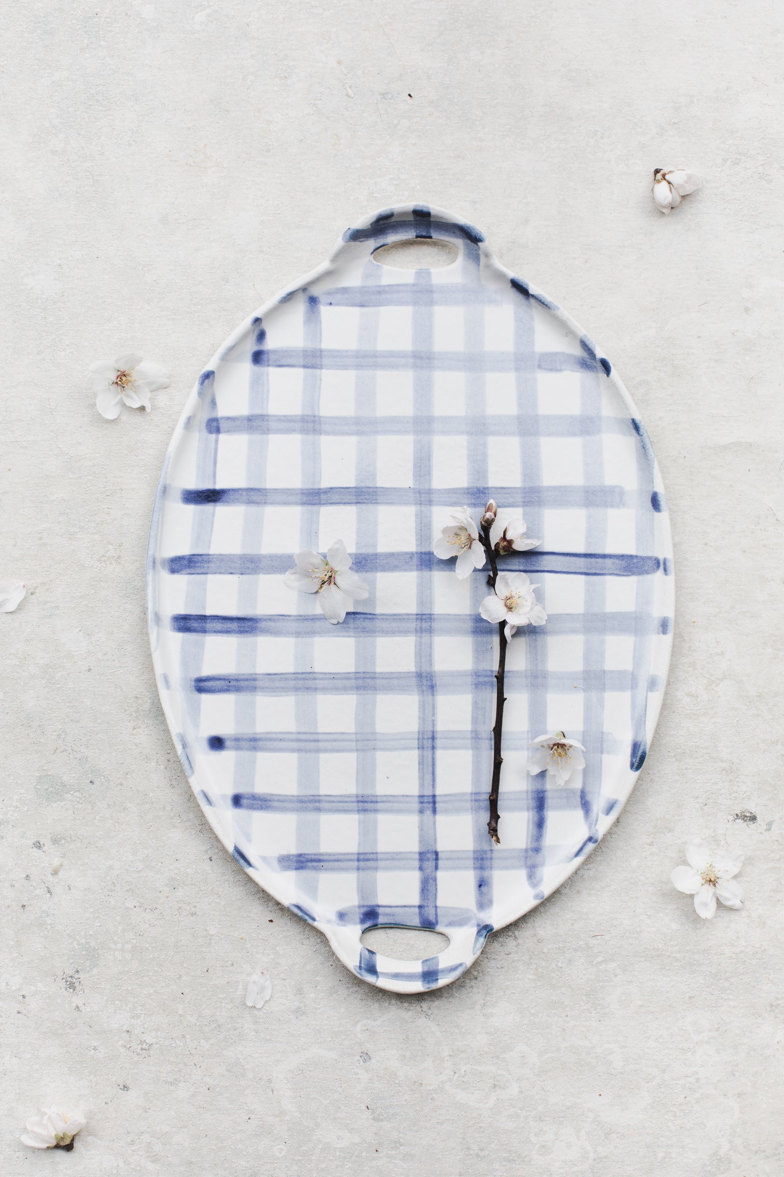 ceramic platter with easy grip handles by clay beehive ceramics larger 40cm length