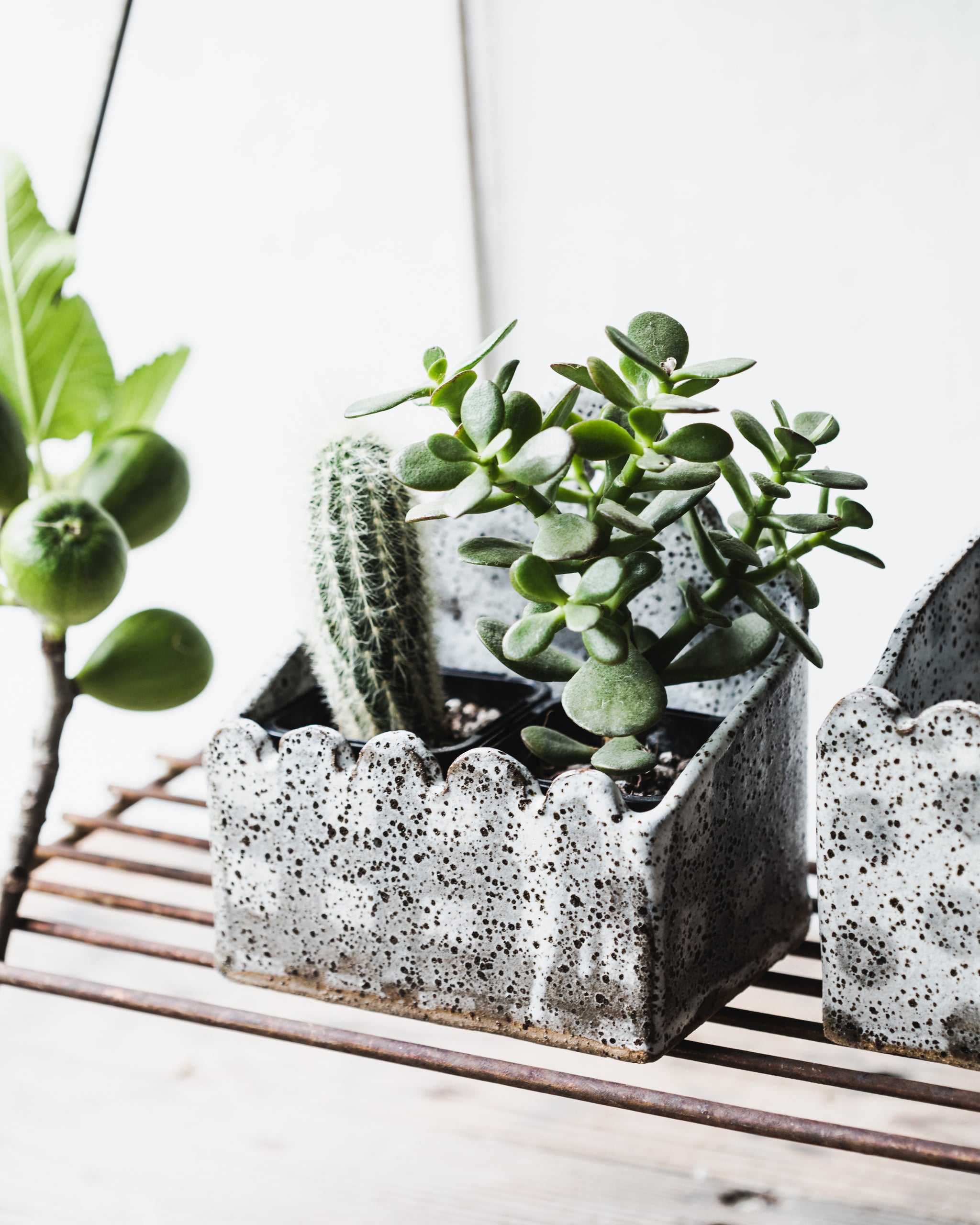 hanging beehive planter Wall hanging Boxes/planters with a grey speckled pattern