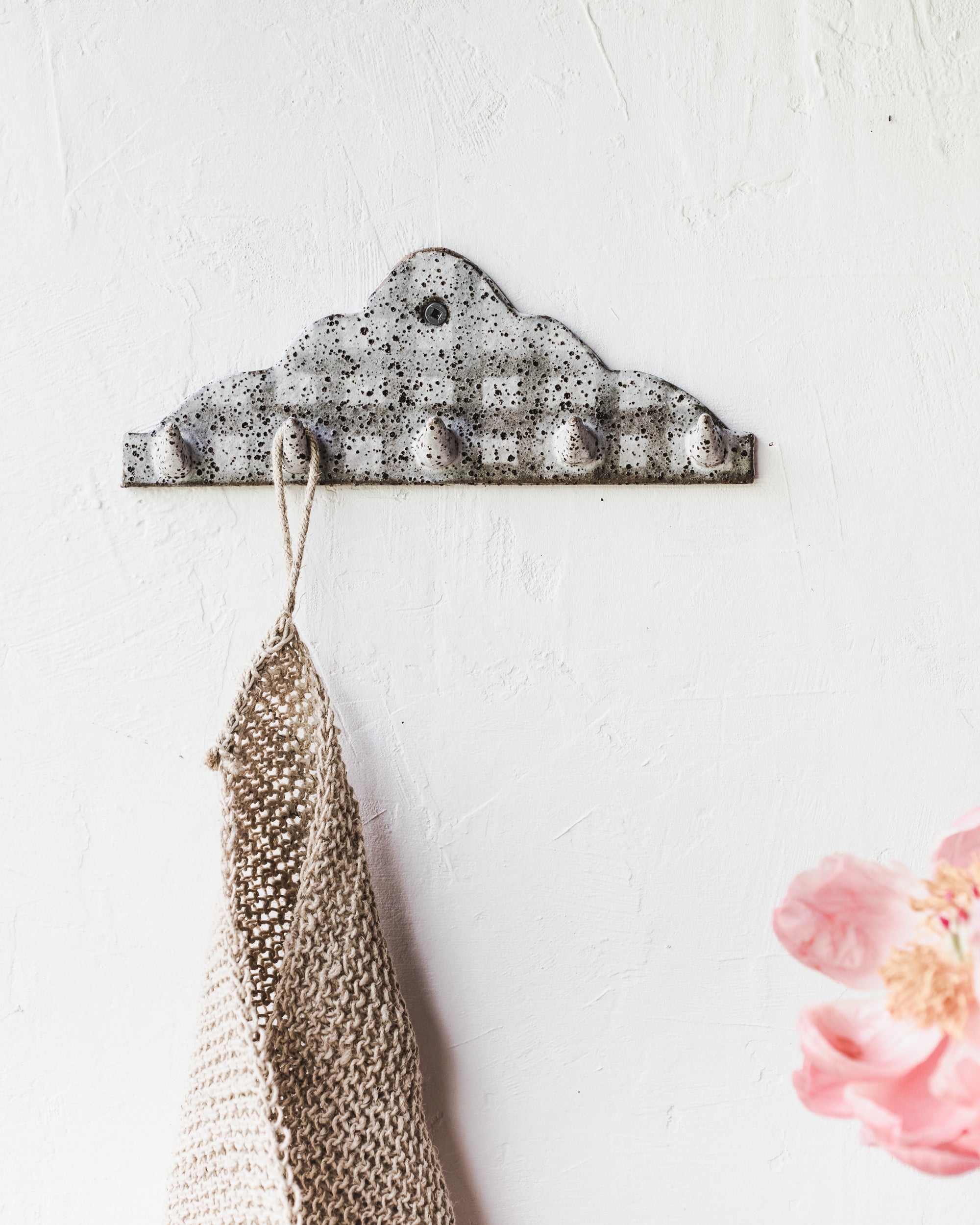 Rustic hook/hanger to hold teatowel, cups, utensils designed and created by clay beehive ceramics