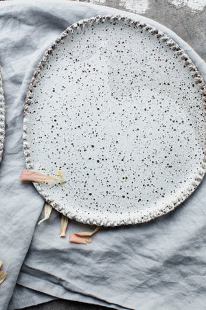 rustic gritty plate with detailed edge by clay beehive