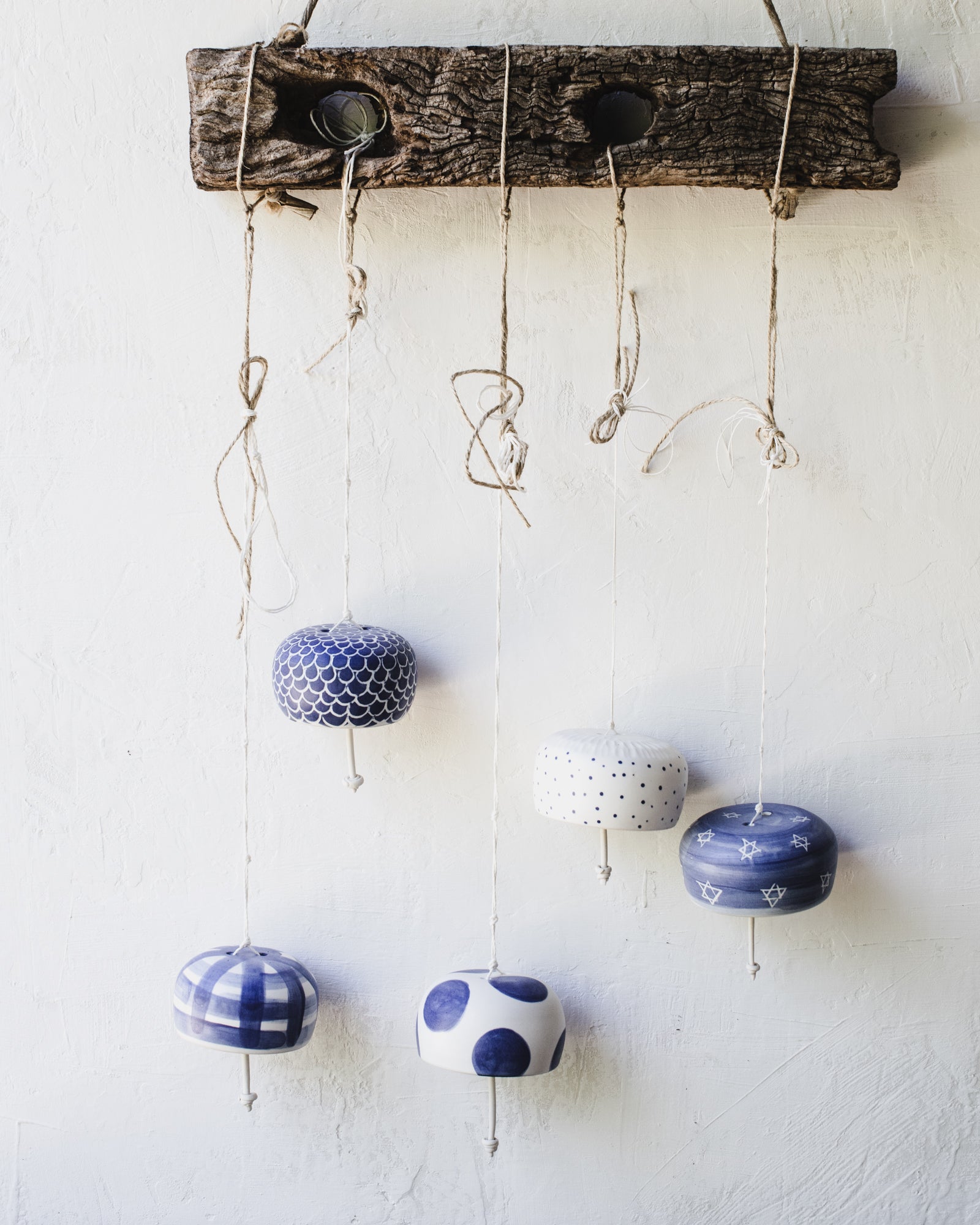 Blue and white decorative patterned bells with a gorgeous ringing sound (Group Two)