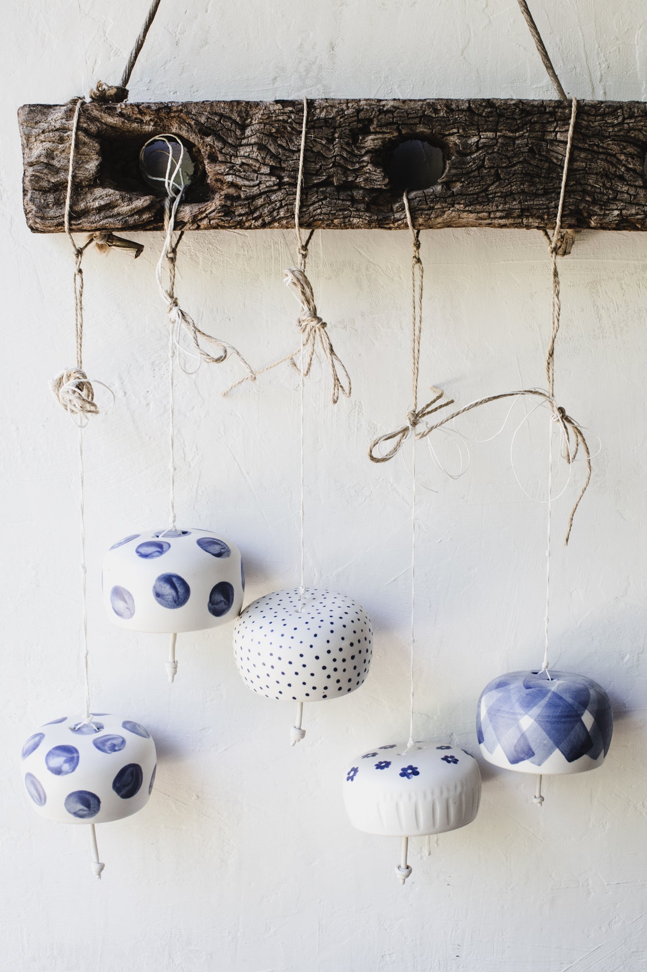 Blue and white decorative patterned bells with a gorgeous ringing sound (Group Three)