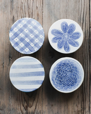 Blue and white butter bells / keepers handmade by clay beehive ceramics