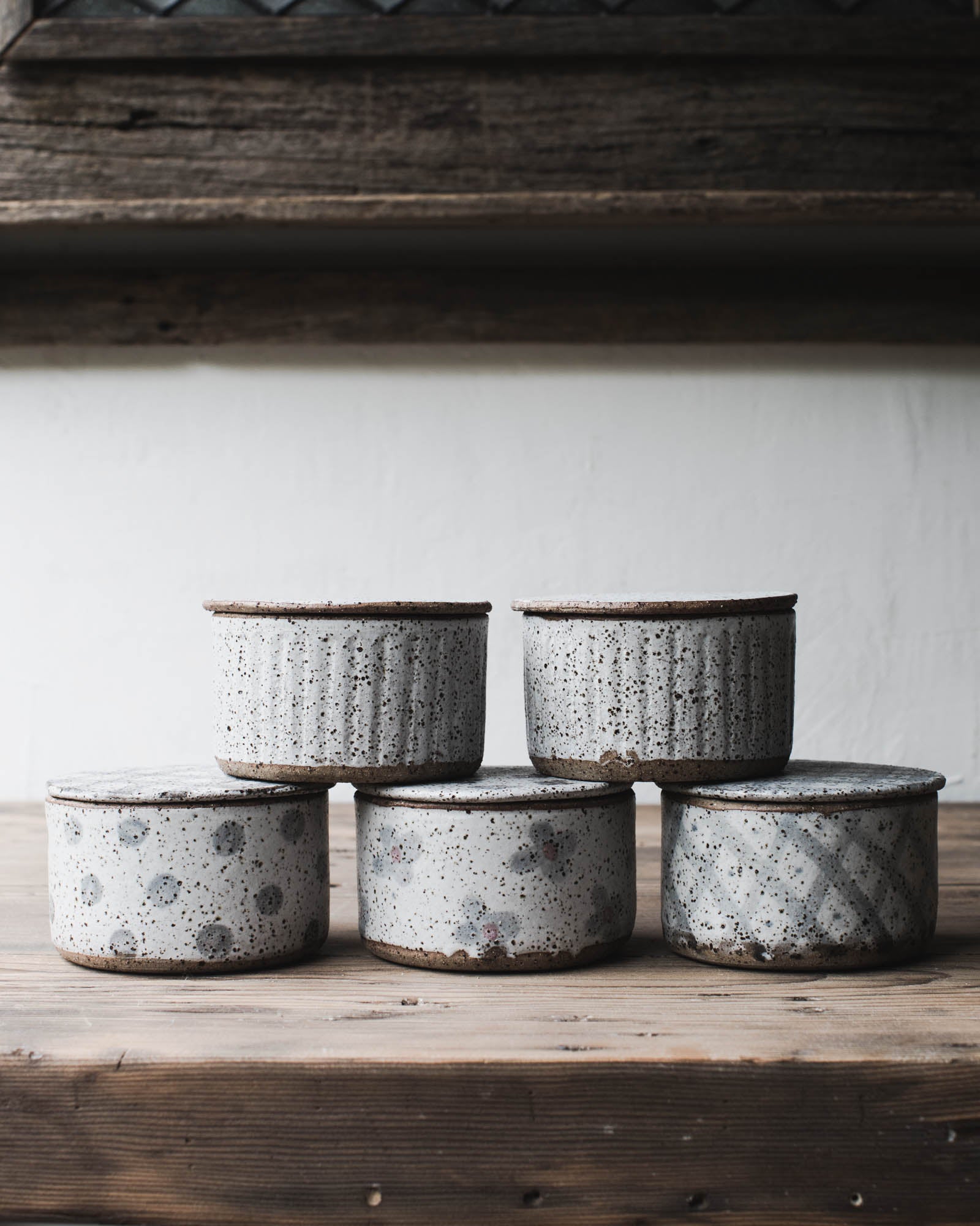 Rustic butter bell /dish/keeper with patterns by clay beehive ceramics