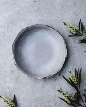 Satin white textured  bowl by clay beehive