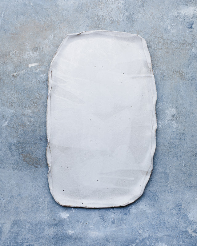 rectangle platter with earthy rim hand made by clay beehive ceramics