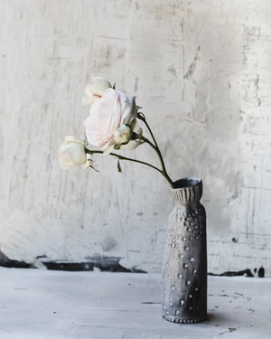 ceramic handmade rustic carved grey vase by clay beehive ceramics