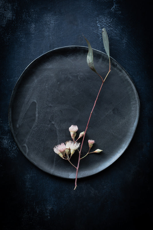 charcoal satin black plate by clay beehive