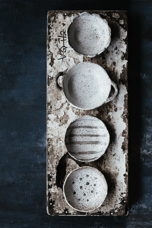 rustic gritty bowls with detailed edge by clay beehive