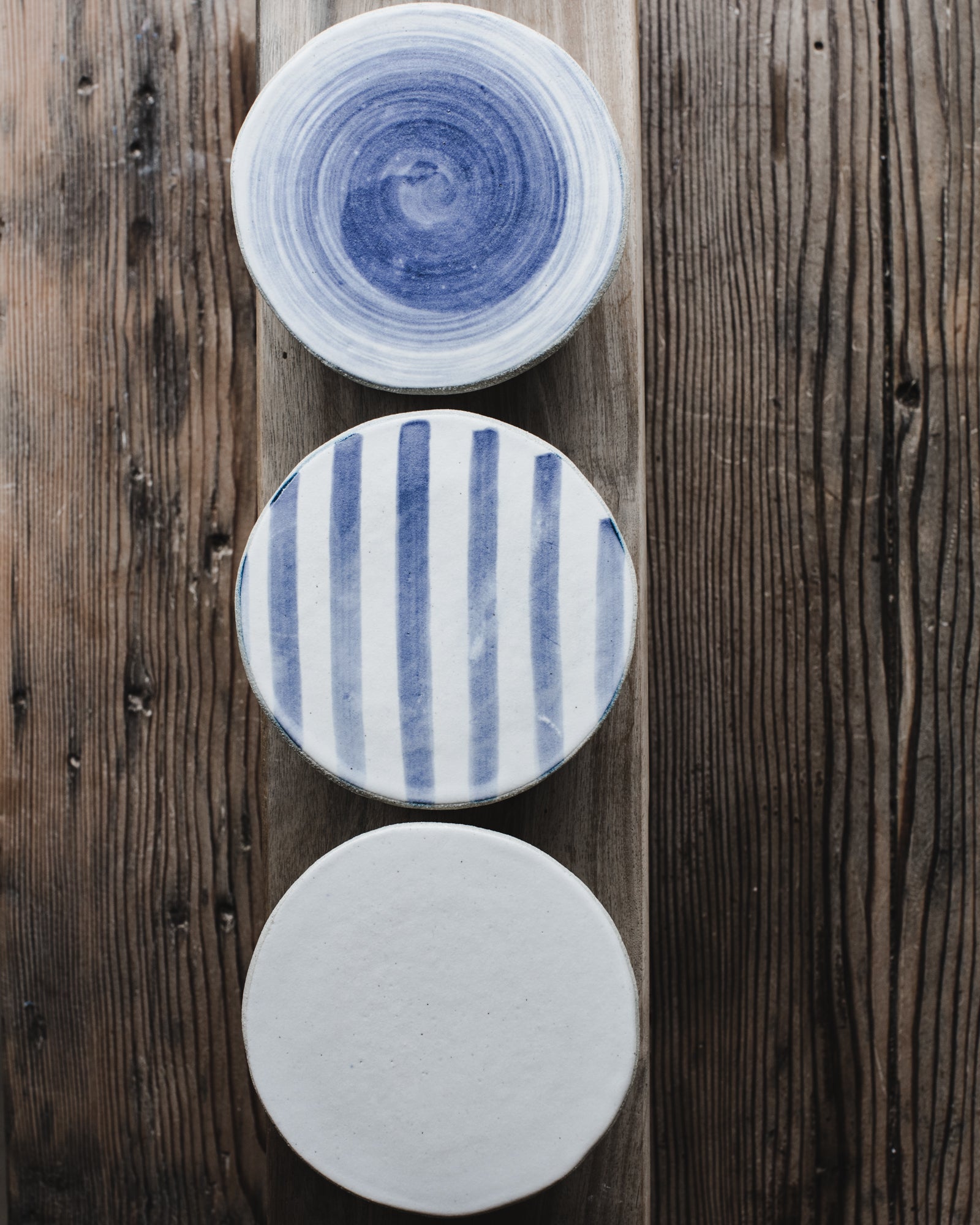 French style butter bell with blue and white patterns by clay beehive ceramics