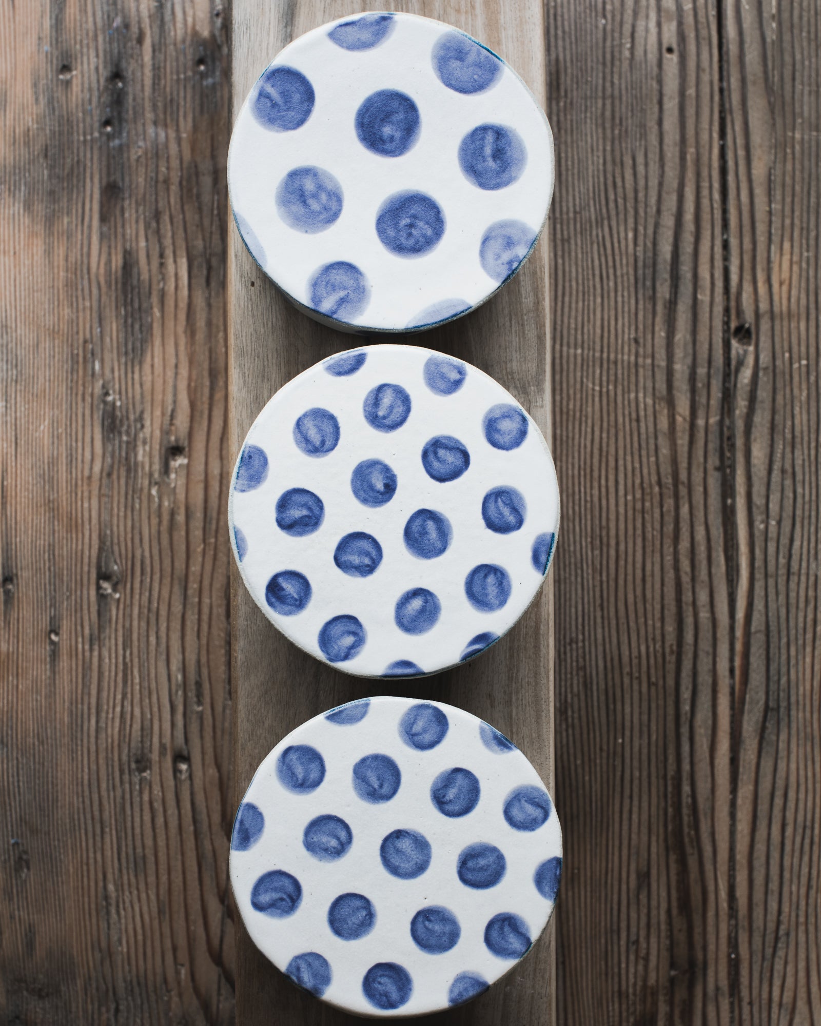 French style butter bell with blue and white patterns by clay beehive ceramics