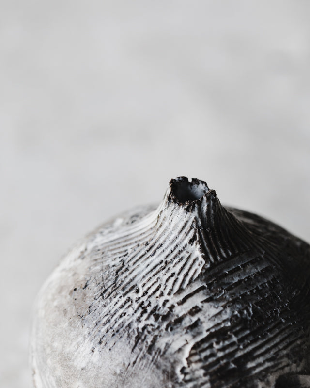Handmade ceramic wabi vase with textured stoneware clay by clay beehive 
