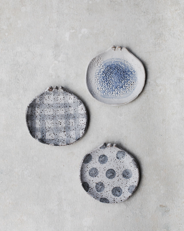 handmade ceramic soap dish plate pomegranate shape by clay beehive ceramics