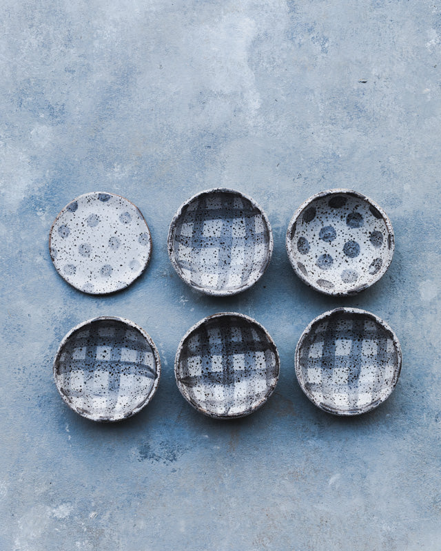 Rustic speckled tartan spot little bowls by clay beehive ceramics