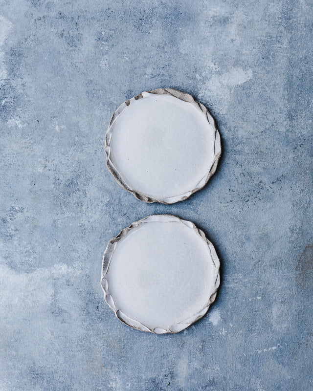 earth rim organic satin white plate by clay beehive ceramics
