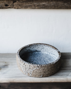 Rustic gritty small bowl with textured rim 13cm x 4cm