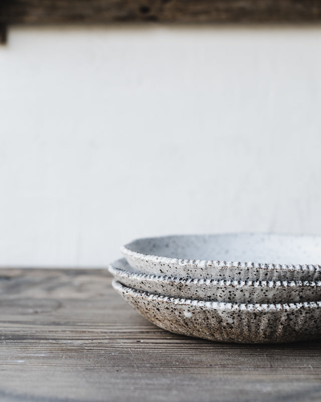 Rustic speckled textured rim handmade bowls by clay beehive ceramics