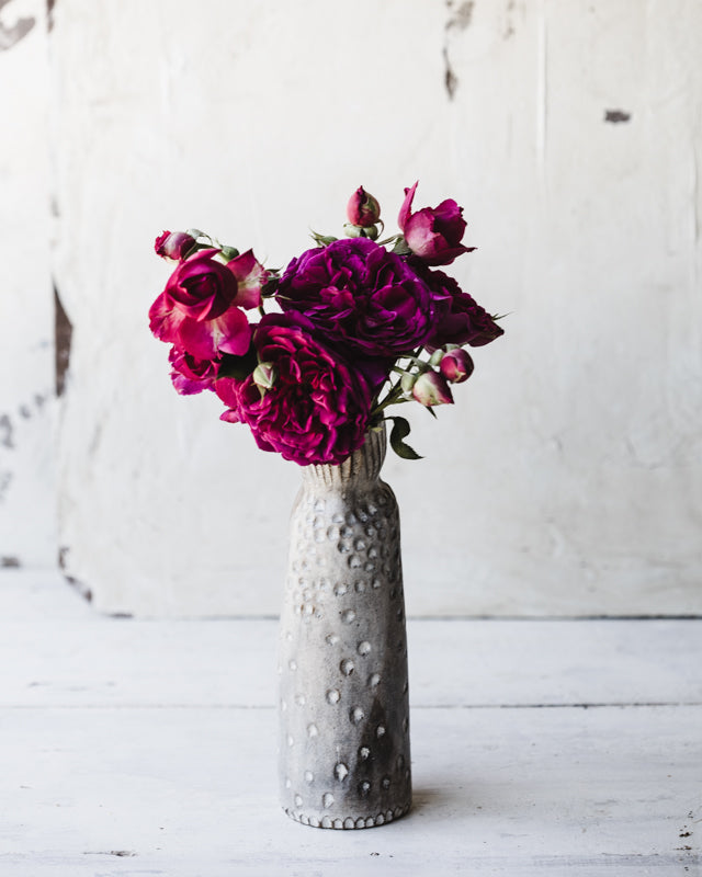 ceramic handmade rustic carved grey vase by clay beehive ceramics