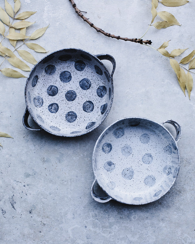 Extra Deep Rustic Polka Dot Baking Dish with Handles