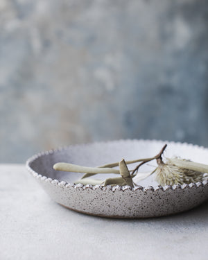 Scallop rim rustic speckled bowls hand made by clay beehive ceramics