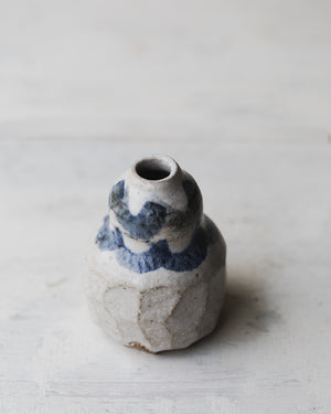 rustic wheel thrown bud vases with faceting in satin white by clay beehive ceramics