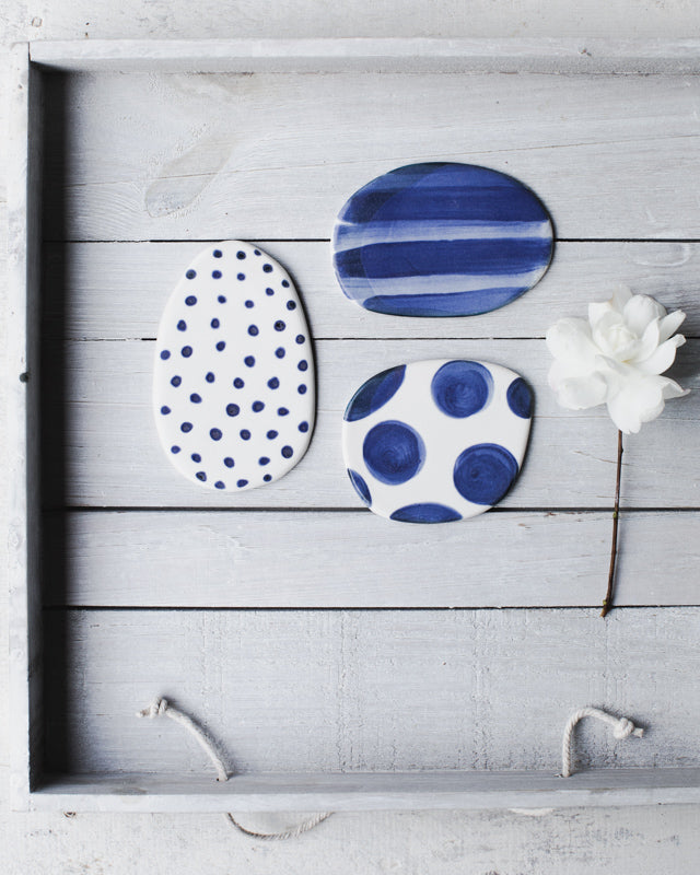 Tiny trio of plates in Navy Blue